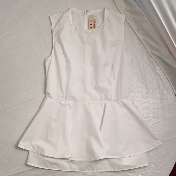 Marni white layered peplum sleeveless top 38 - Picture 6 of 12